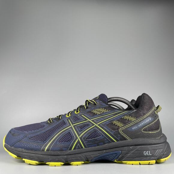 Asics Gel Venture 6 Men\'s 10.5 4E Navy Green Trail Running Shoe Athletic Sneaker
